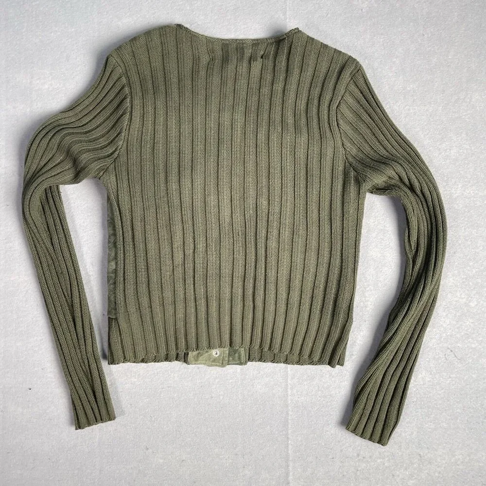 Uniform‎ John Paul Richard Suede Pull Over Sweater Women Green Large Crop Top